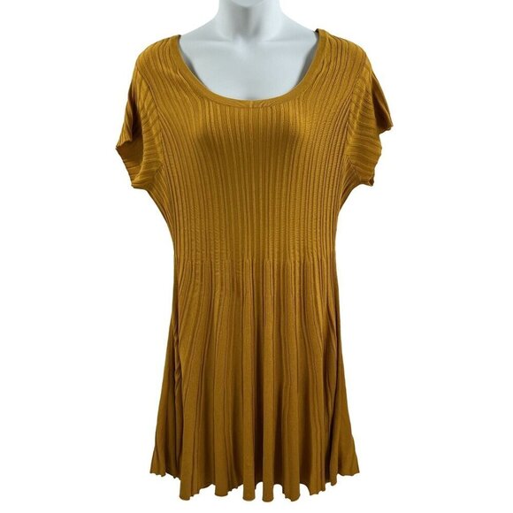 Torrid 3 Womens Marigold Sweater Skater A Line Dress Knee Length Cap Sleeve - Picture 1 of 10